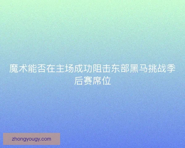 魔术能否在主场成功阻击东部黑马挑战季后赛席位