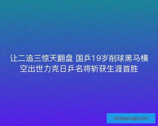 让二追三惊天翻盘 国乒19岁削球黑马横空出世力克日乒名将斩获生涯首胜 让二追三惊天翻盘 国乒19岁削球黑马横空出世力克日乒名将斩获生涯首胜